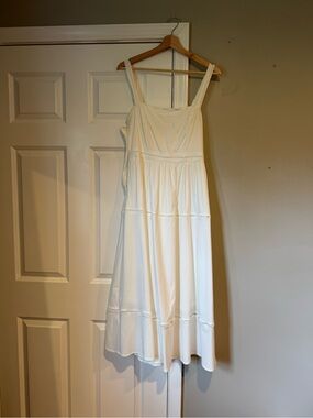 Women’s White Square Neck Midi Dress